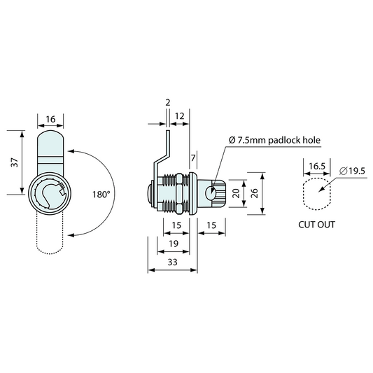 Padlockable Cam Lock 46mm