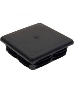 Square Plug Ribbed Black Plastic 100.0mm